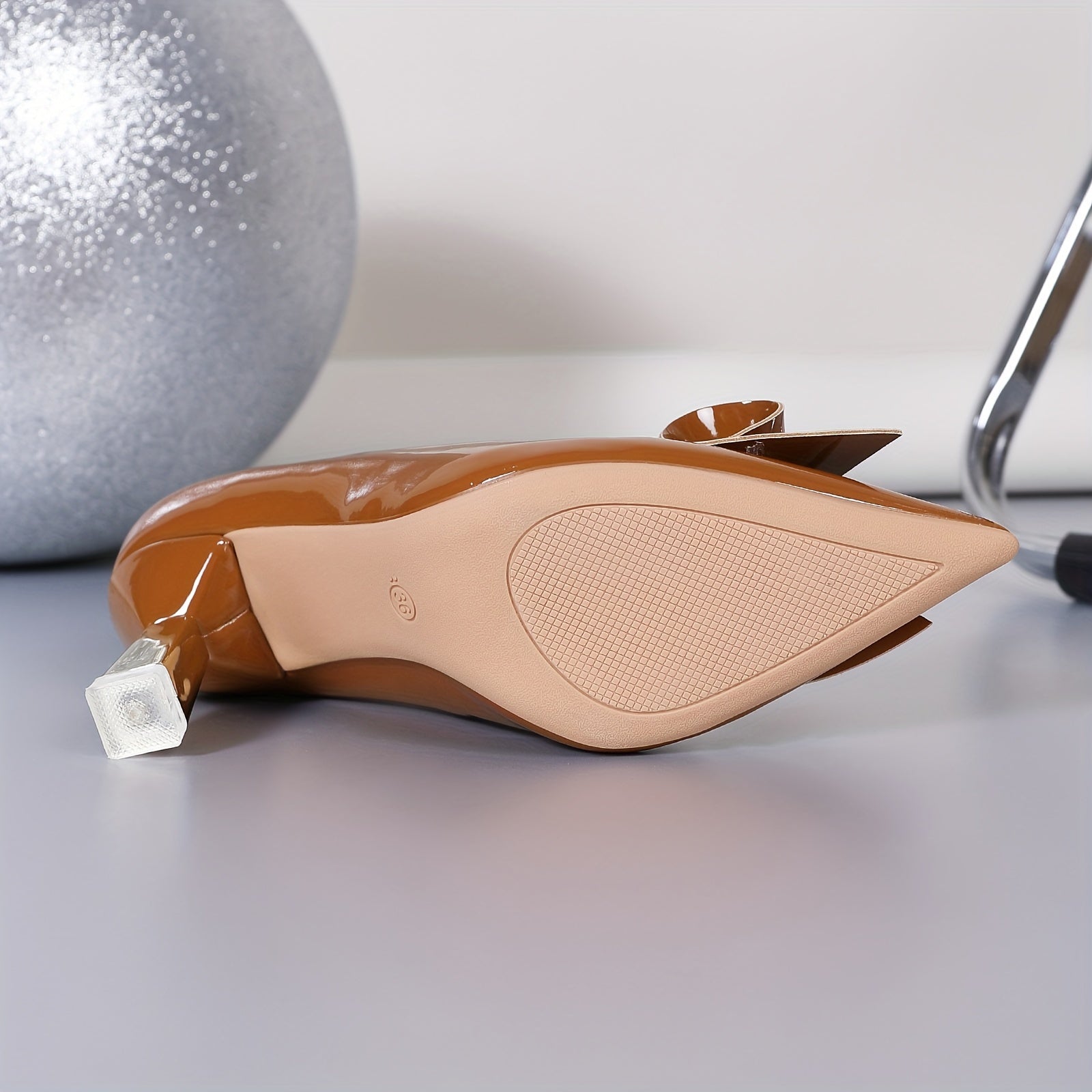 Women's Bow High Heels Solid Color Pointed Toe Pumps Dress Shoes