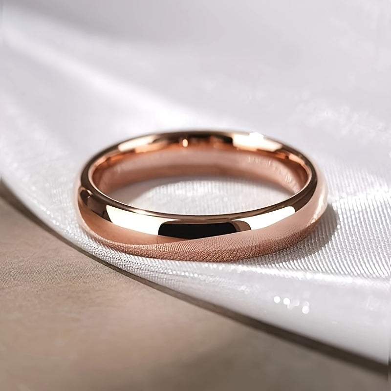 Unisex Rose Gold Tungsten Steel Ring 4mm Minimalist Wedding Engagement Sizes 4-13
