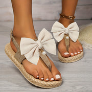 Women Flat Beaded Butterfly Sandals for Summer Beach Vacation