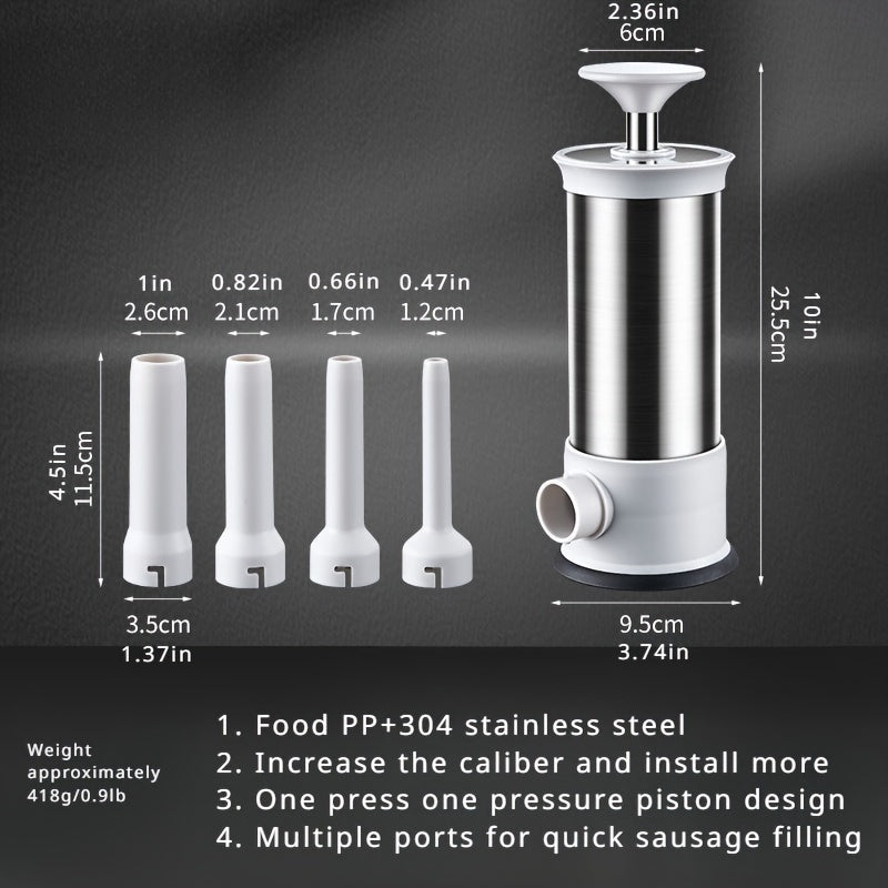 Stainless Steel Manual Sausage Stuffer Machine for Homemade Meat Sausages and Meatballs 2 or 5 Pieces