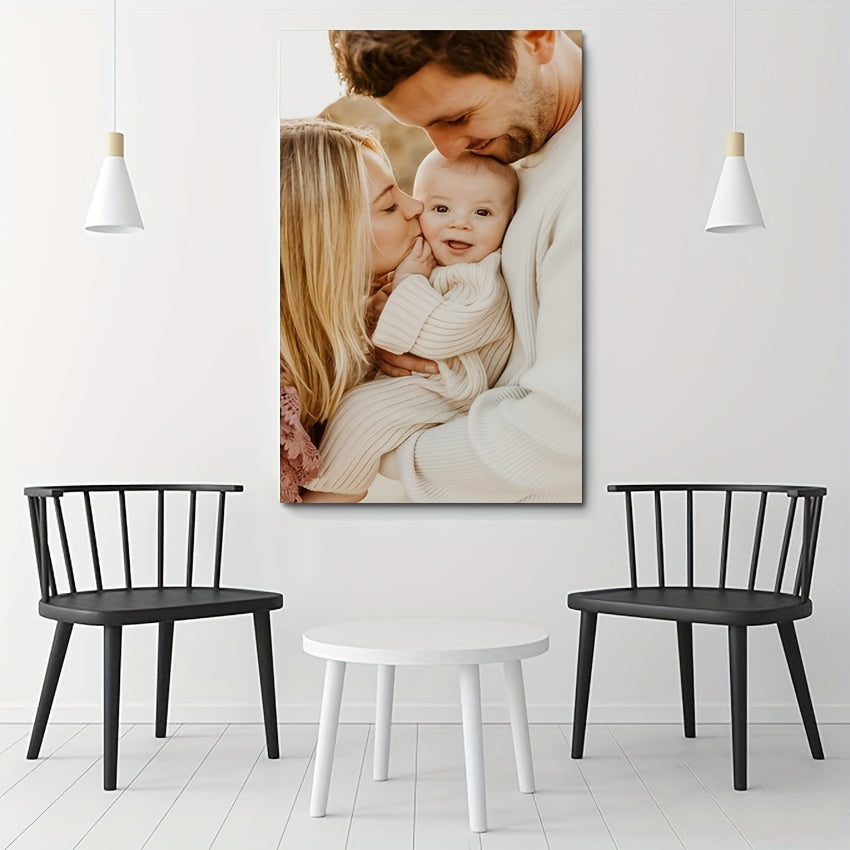 Personalized Family Photo Canvas Print Framed Wall Art for Living Room Bedroom Office