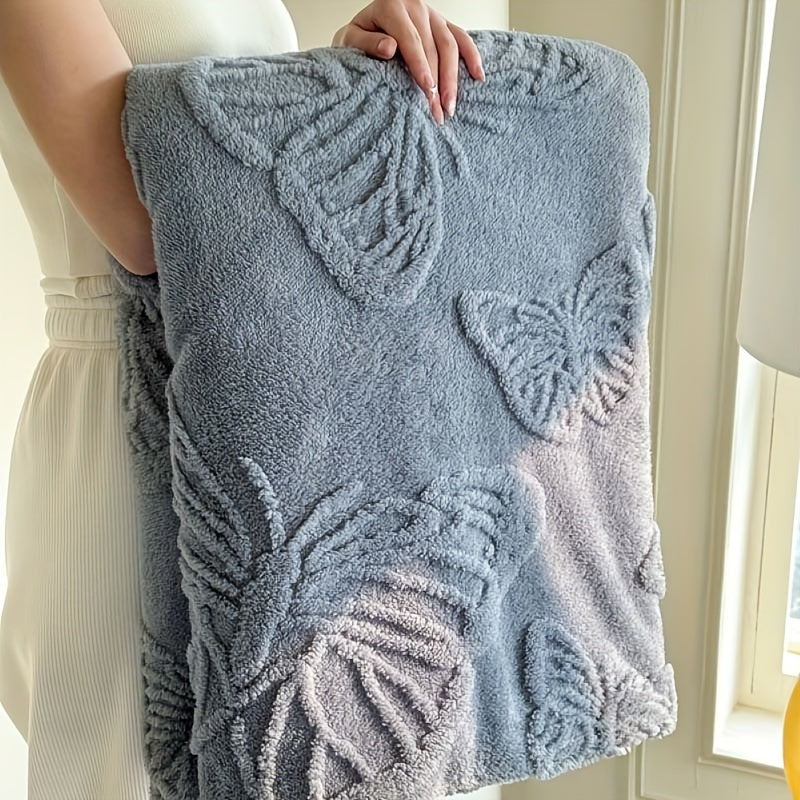 Manta de felpa de doble cara de color sólido con jacquard de franela para siestas