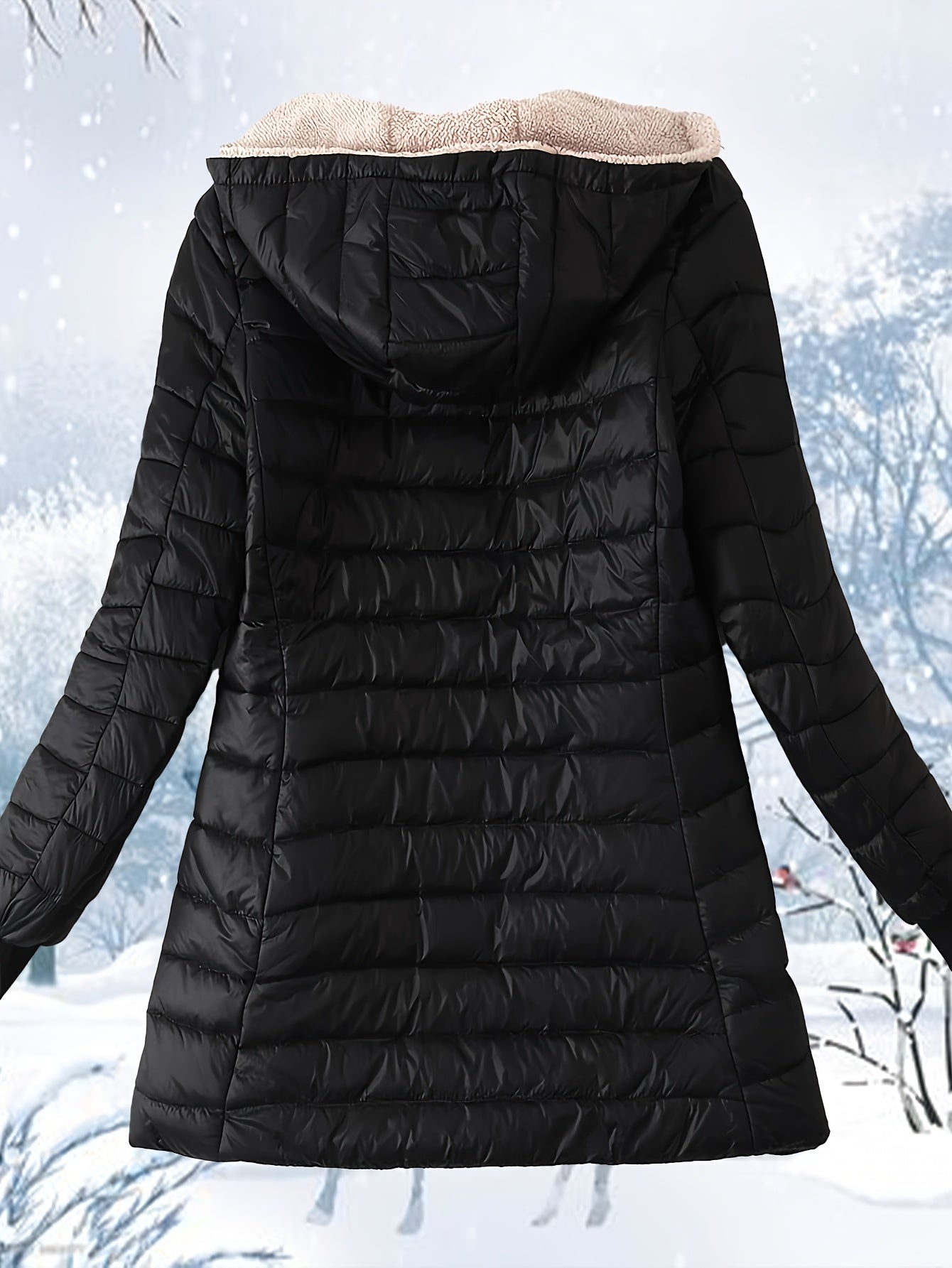 Plus Size Fleece-Lined Hooded Winter Jacket for Women Red Large