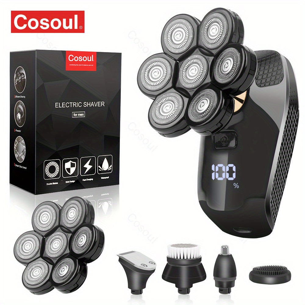 Afeitadora eléctrica para cabeza calva y vello facial 5 en 1 recargable