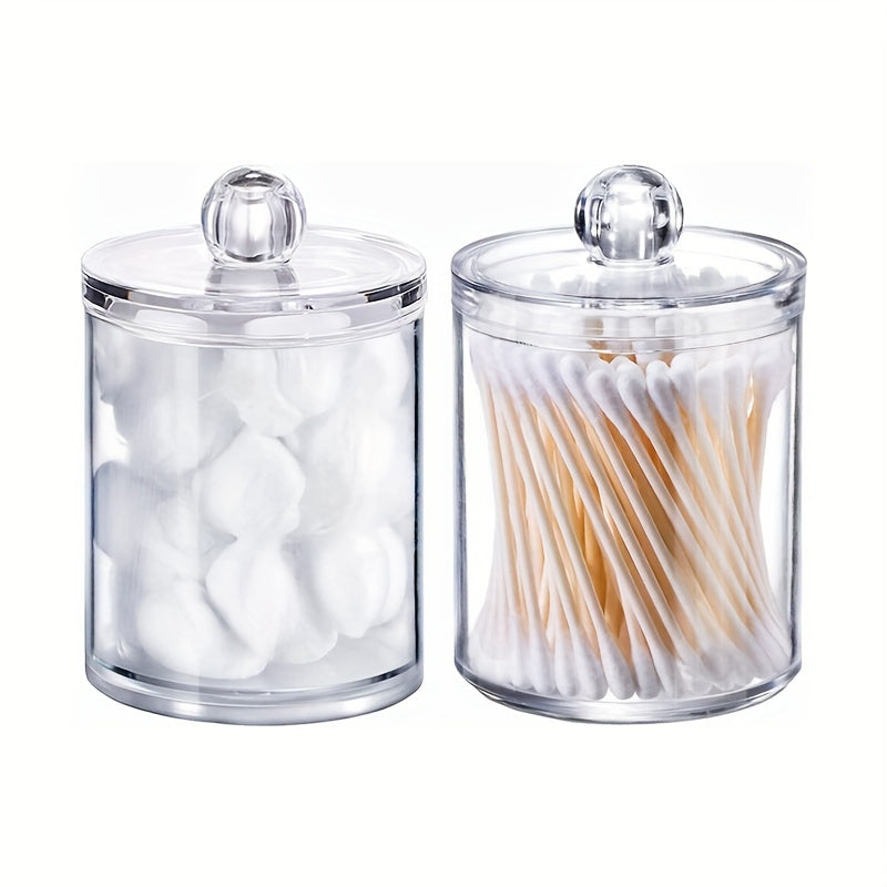 Clear Plastic Canisters with Lids for Q-tips and Swabs Storage Bathroom Makeup