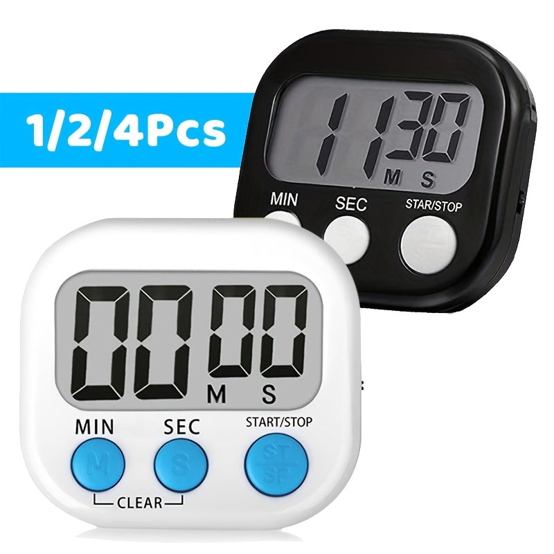2/4 шт. магнитных цифровых кухонных таймеров с большим ЖК-дисплеем для готовки, выпечки, упражнений