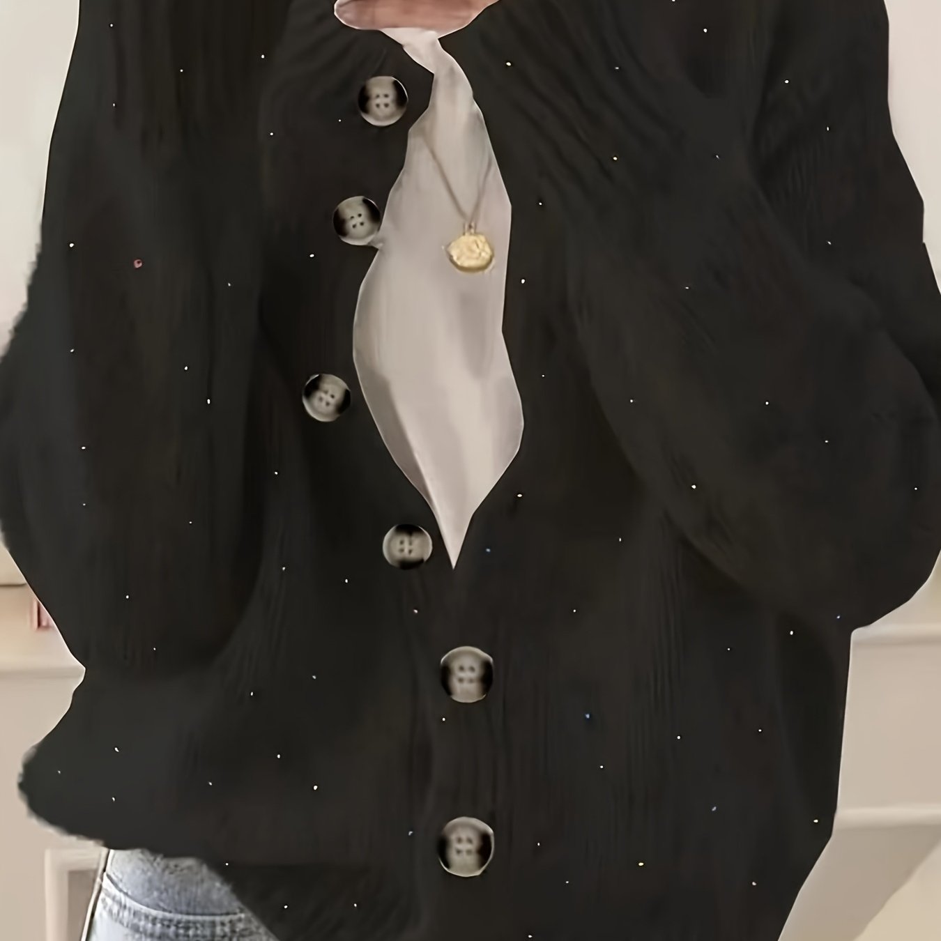 Plus Size Womens Camouflage Cardigan Lightweight Long Sleeve Sweater Black Multicolor