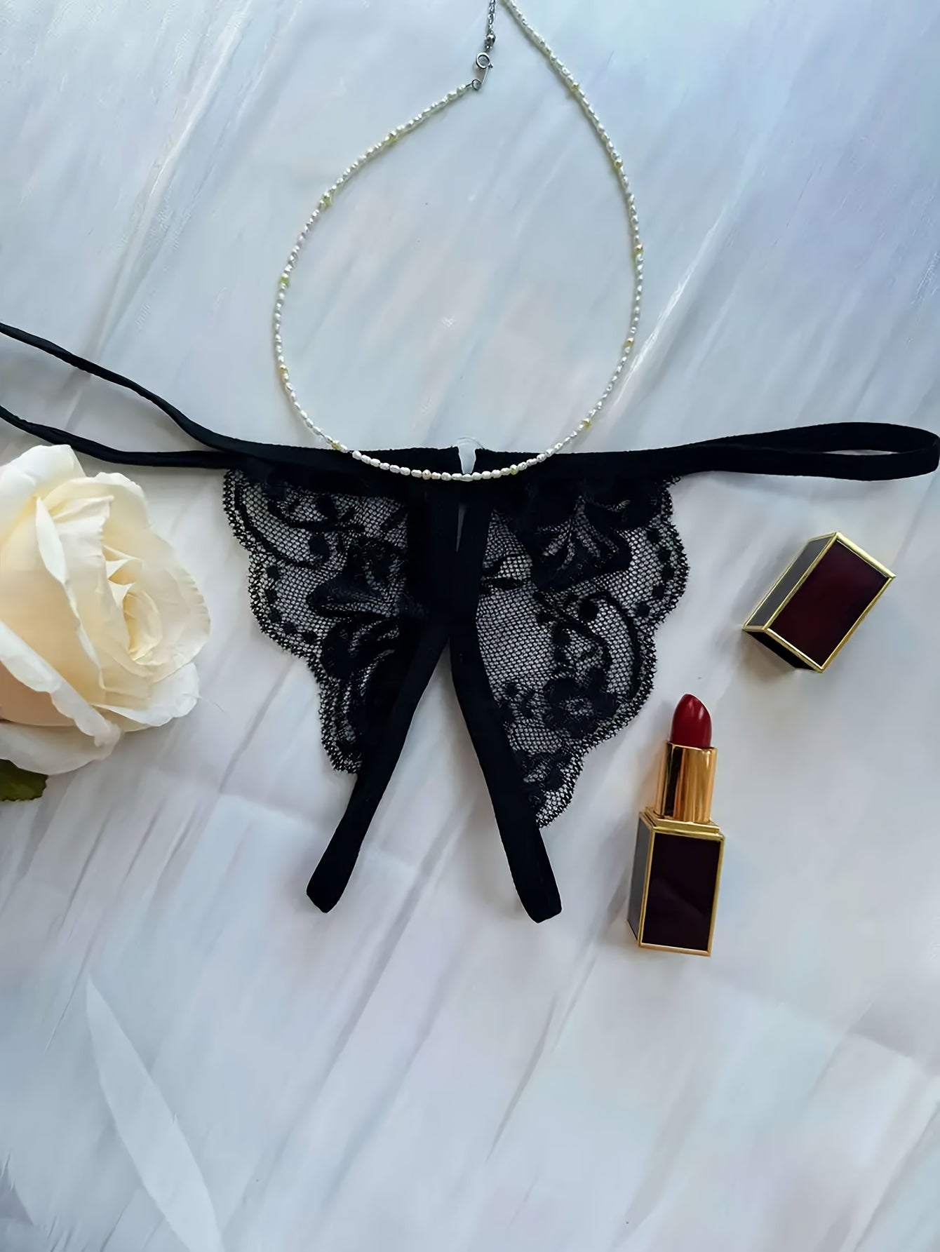 Women's Sexy Deep V-Neck Hollow Out Lingerie Set with Bra and Thong