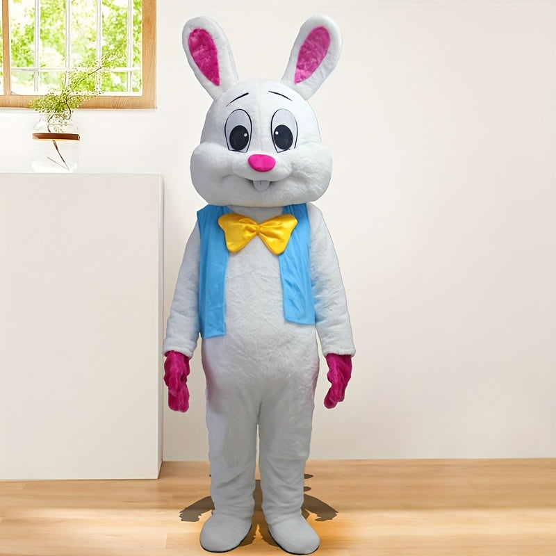 Adult Easter Bunny Mascot Costume Cartoon Knit Fabric for Parties and Promotions