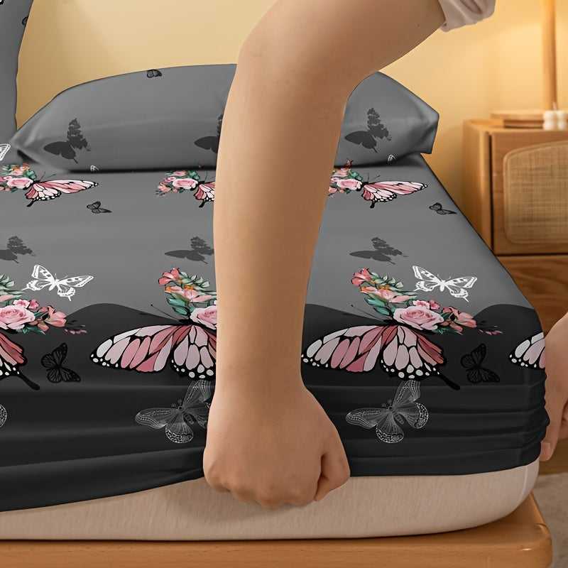 Floral Print Fitted Sheet Soft Comfortable Bedding Deep Pocket Mattress Protector