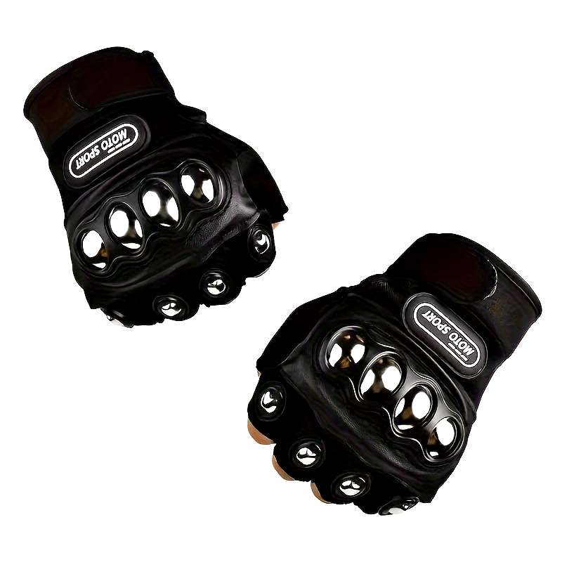 Men Black Steel Motorcycle Gloves Outdoor Power Sports Protective Gear