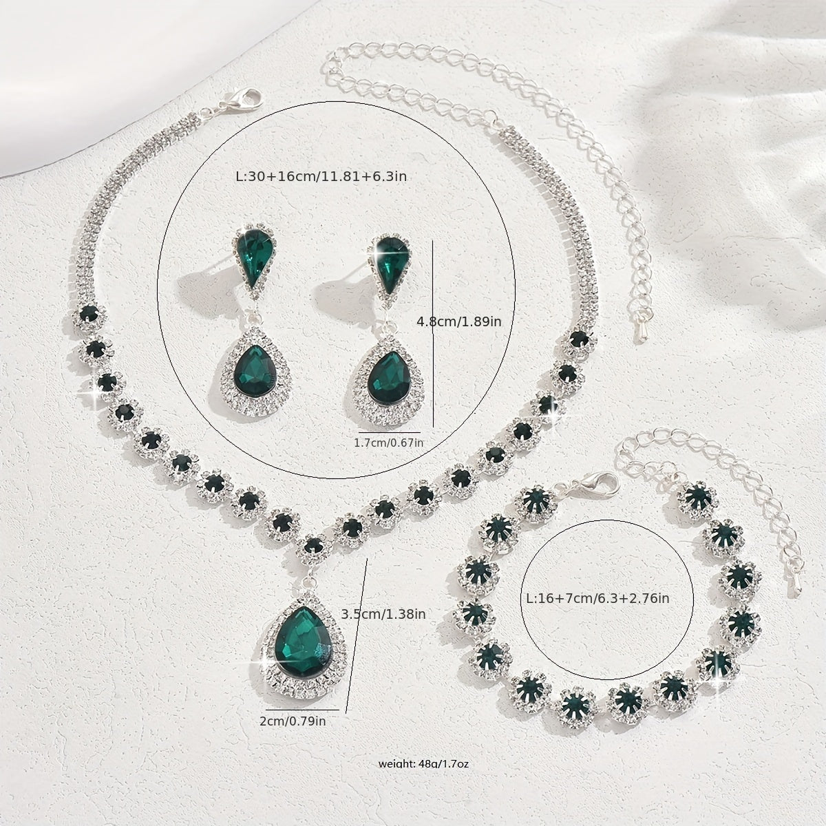 Jewelry Set for Brides and Ladies Flower Drop Necklace Earrings Bracelet