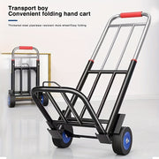 Medium Duty Folding Hand Truck with Ergonomic Handle Steel Frame and Plastic Wheels