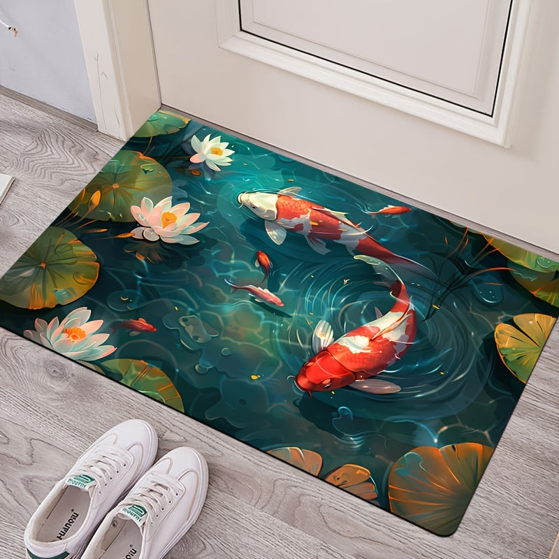 Koi Design Area Rug 8mm Thick Cushioned Indoor Floor Mat for Living Room Bedroom