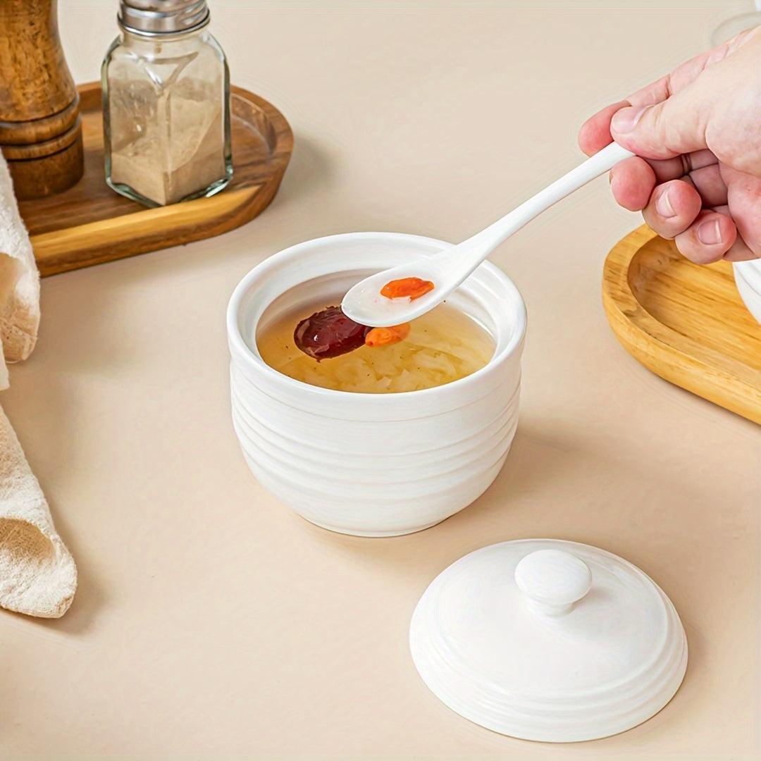 Ceramic Stew Pot with Lid Microwave and Outdoor Safe Rust-Resistant for Home Kitchen Catering Restaurant