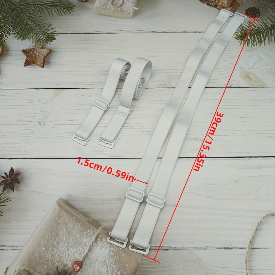 Set of 2 Adjustable Solid Color Bra Straps for Lingerie Detachable Replacement