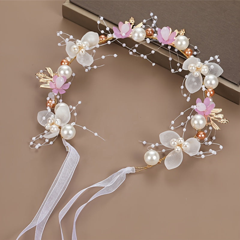 Bridal Headband with Faux Pearls and Beads for Weddings and Parties