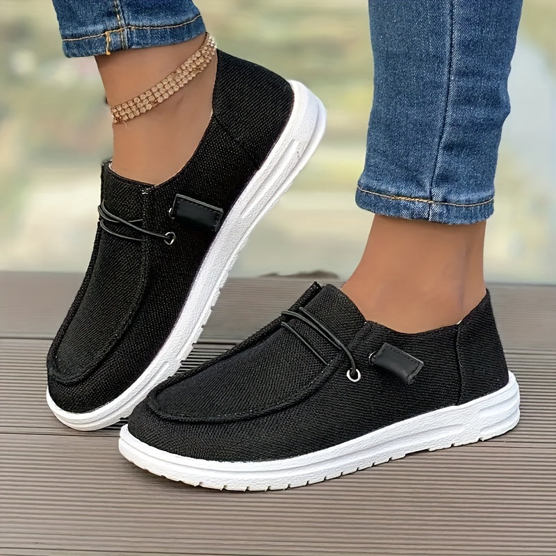 Women's Casual Slip-On Flats Breathable Woven Fabric Low Top Sneakers