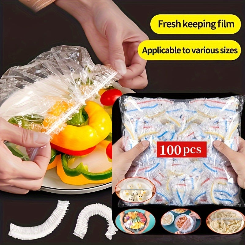 100 Pieces Food Grade Plastic Cling Film Wraps, Keeps Food Fresh, Single-Use