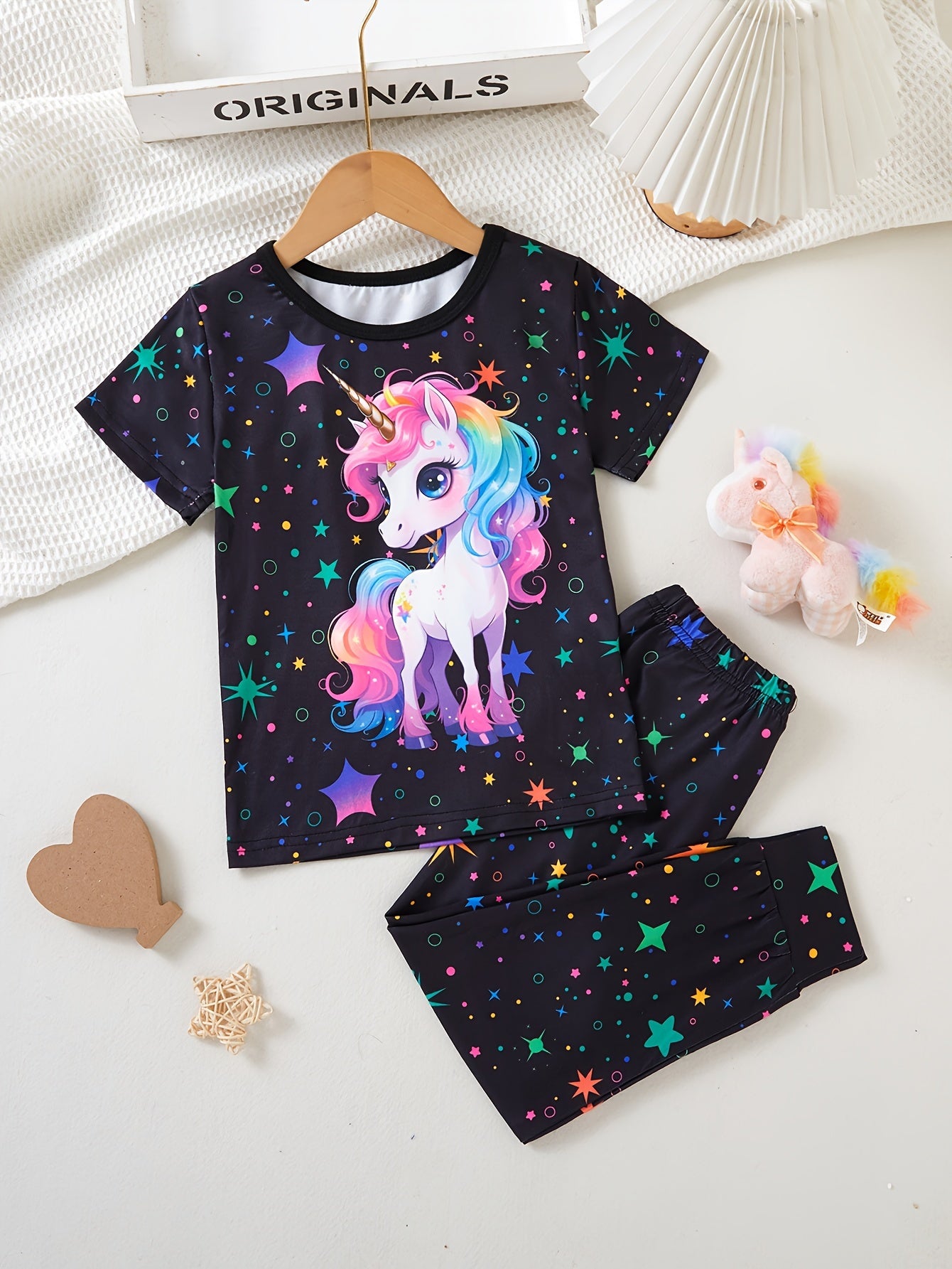 Girls' 2-Piece Unicorn Hoodie and Starry Sky Pants Set for Girls 12 and Under