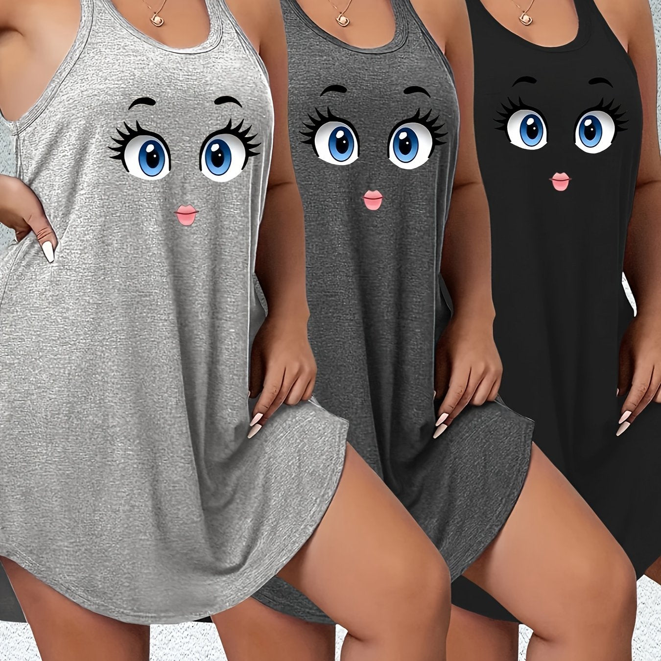 Женский комплект ночной одежды с топом и юбкой для отдыха, с принтом губ