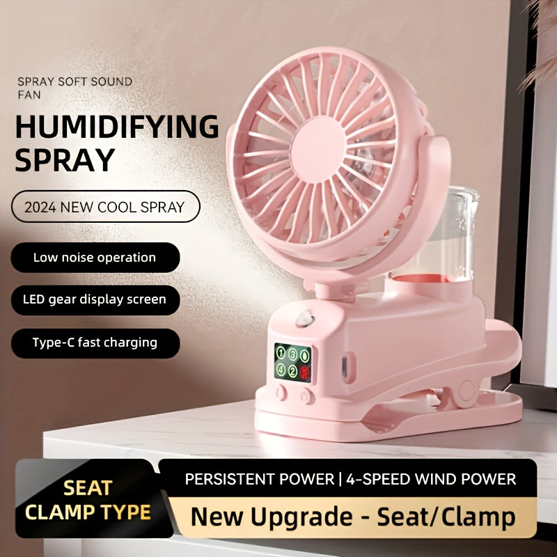 Portable USB Fan and Humidifier Combo with Mist Function, Adjustable Speeds and Moisture Levels