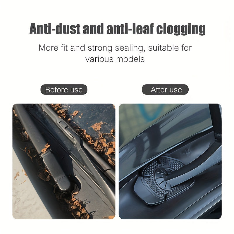 2pcs Matte Black Silicone Car Wiper Hole Covers Dustproof Windshield Guard