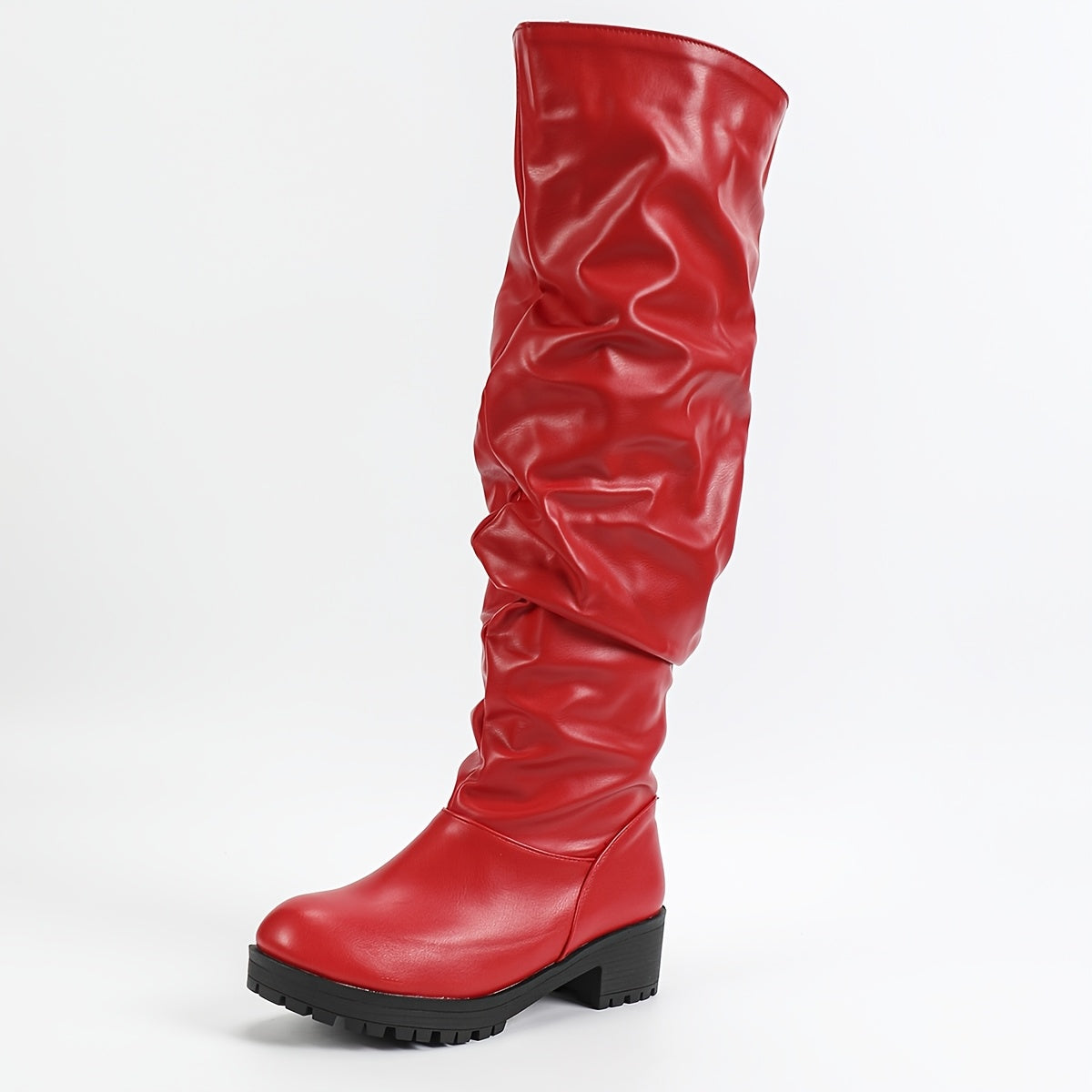 Женские красные замшевые сапоги в стиле western с плотной средней каблуком