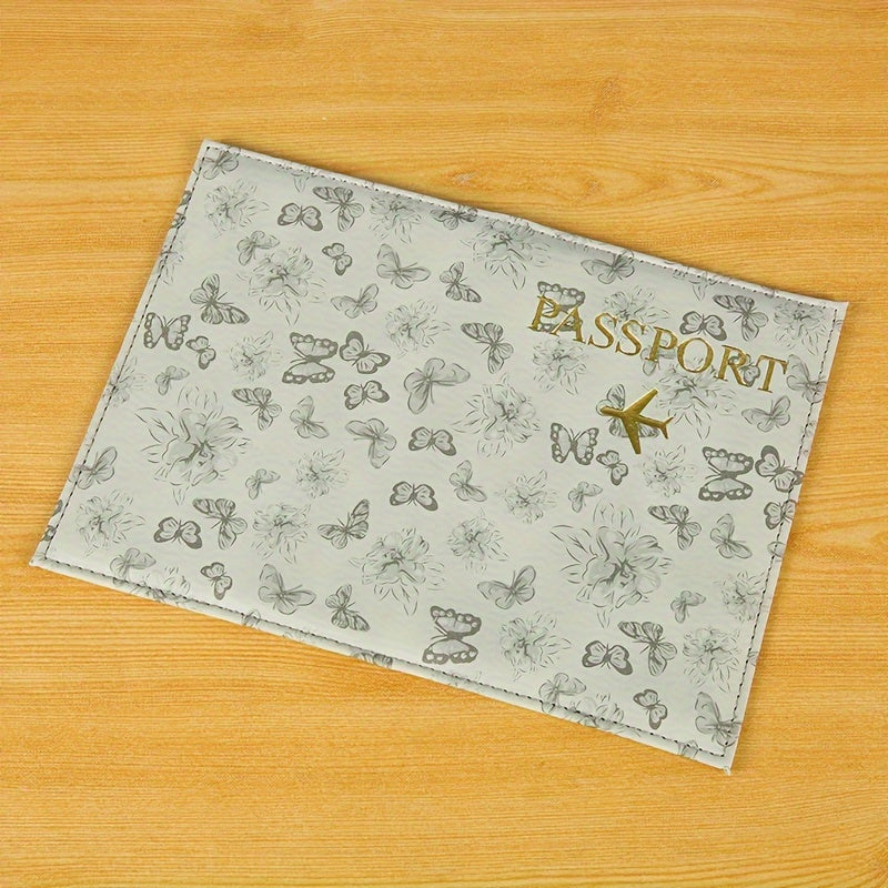 Funda de pasaporte de PVC negro con ranura para tarjeta de identificación y billete de avión para viajes