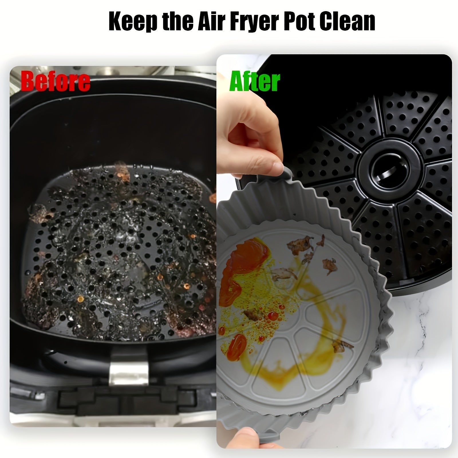 Set of 2 Reusable Silicone Air Fryer Liners Non-Stick Circular Baking Mats for Healthy Cooking