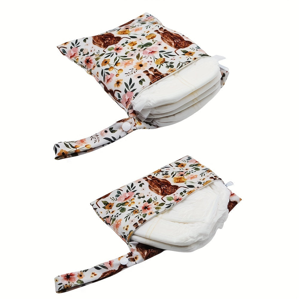 Set of 2 Cow Print Wet Bags for Diapers and Travel Gift
