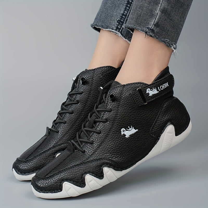 Women's Leather Low-Top Lace-Up Boots Comfortable All-Season Trendy