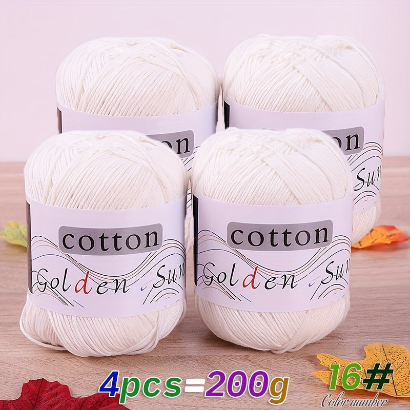 4pcs Cotton Yarn Medium Weight for Crocheting Knitting Multicolor Gradient Autumn Leaves Design