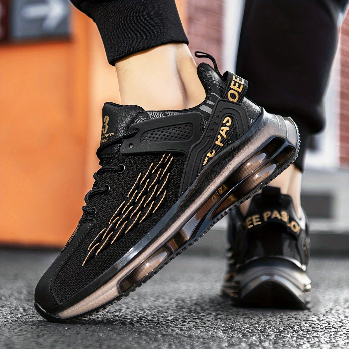 Men's Low Top Running Shoes Lace-Up Fabric Upper PVC Sole Casual Sneakers