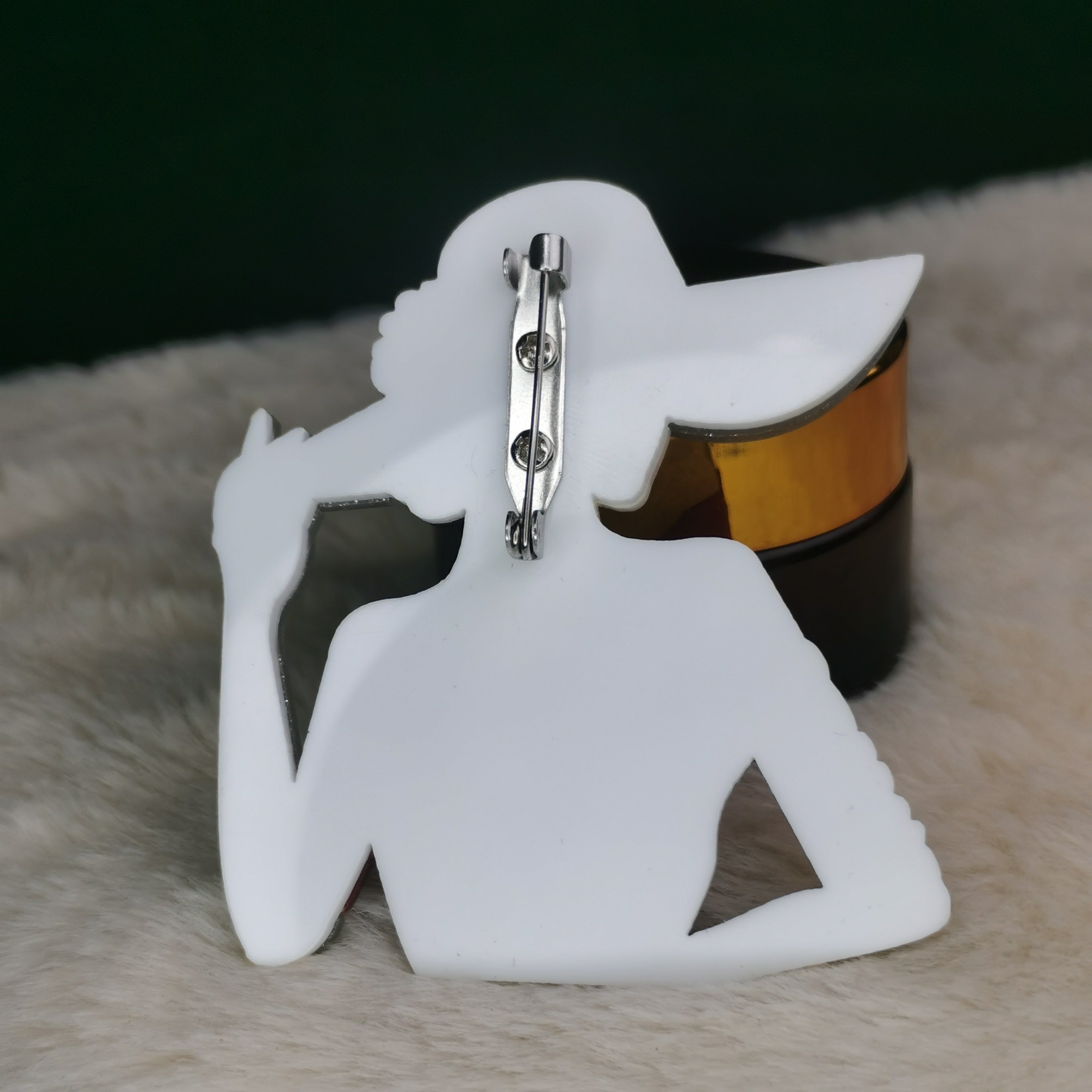 Vintage Fashion Ensemble with Silver Big Hat and Red Skirt