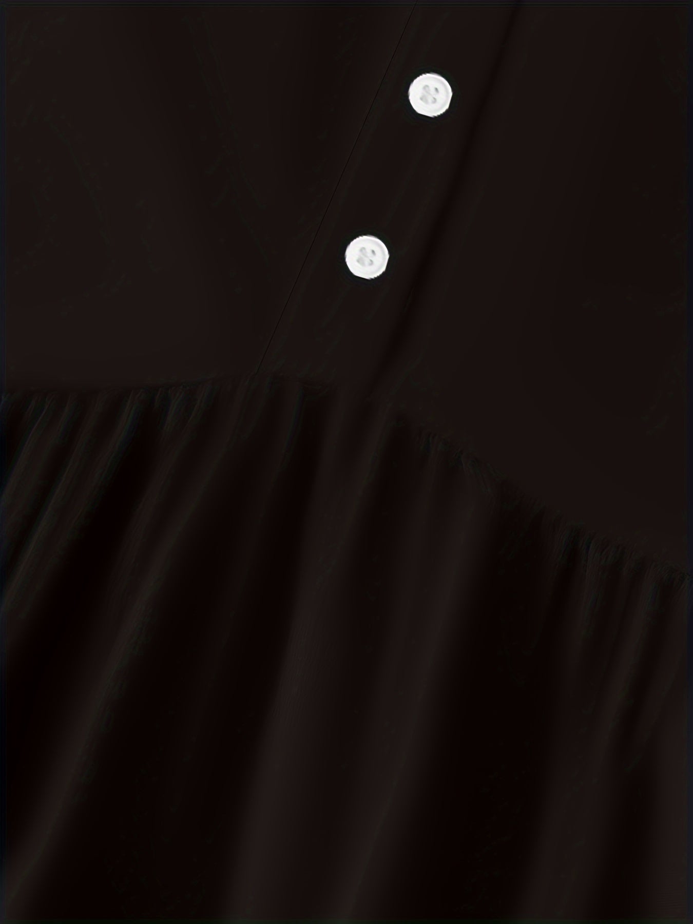 Women's Brown Midi Skirt with Buttons, Ruffled Hem, Elastic Waist