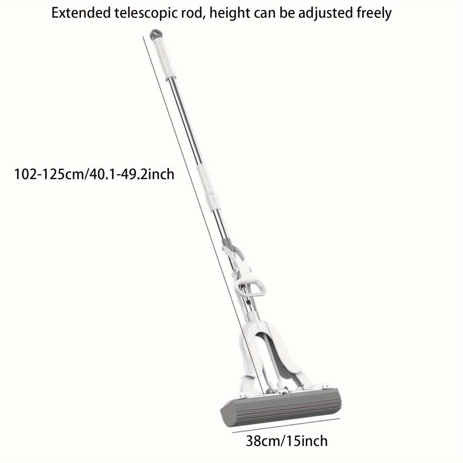 Rubber Telescopic Sponge Mop with Hand-Washing Self-Squeezing for Kitchen and Living Room