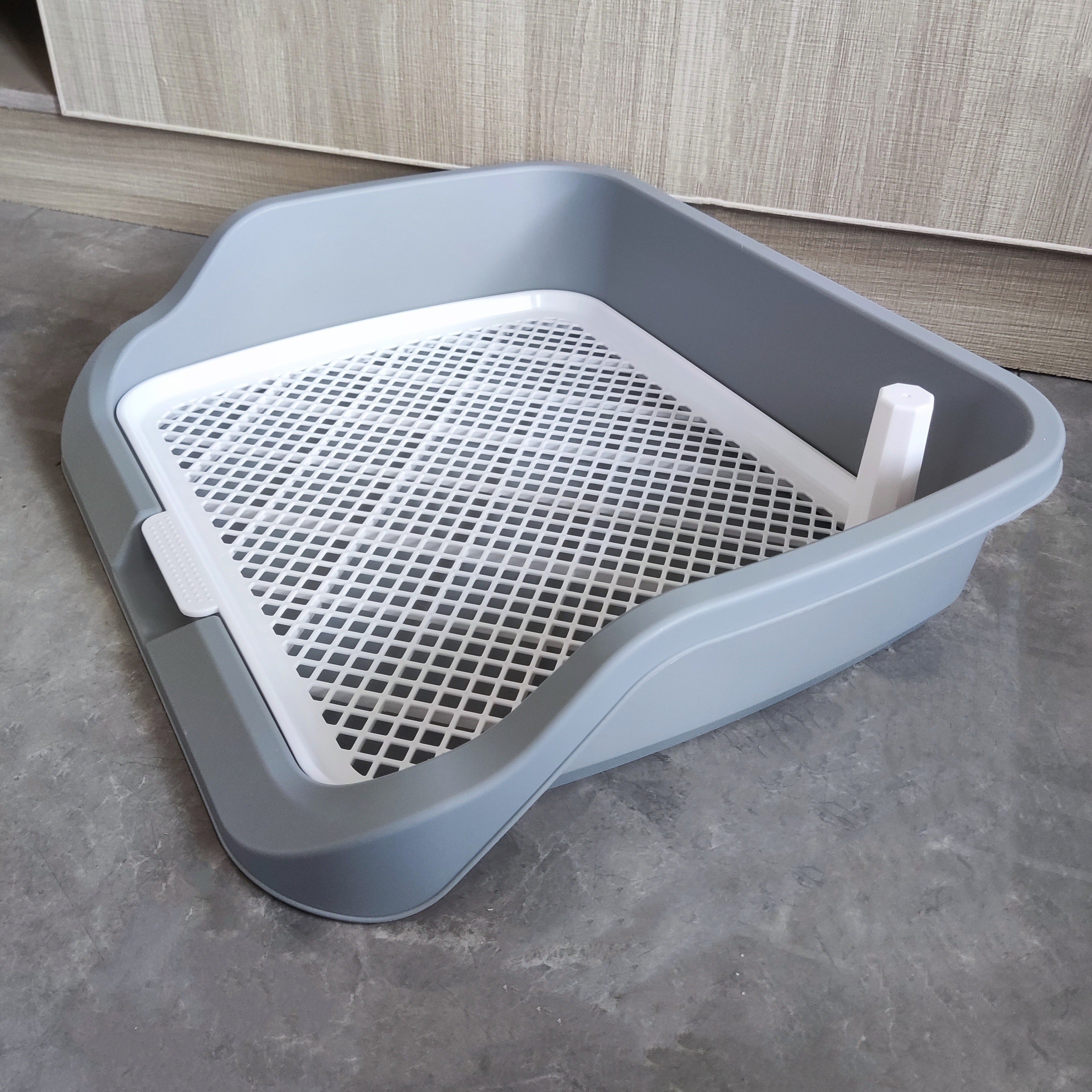 High-Sided Plastic Dog Litter Box with Removable Grid for Small to Medium Breeds