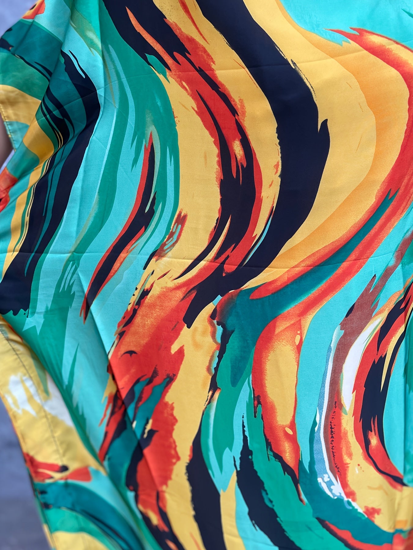 Plus Size Floral Pattern Longline Dress Short Sleeve Crew Neck Summer Clothing