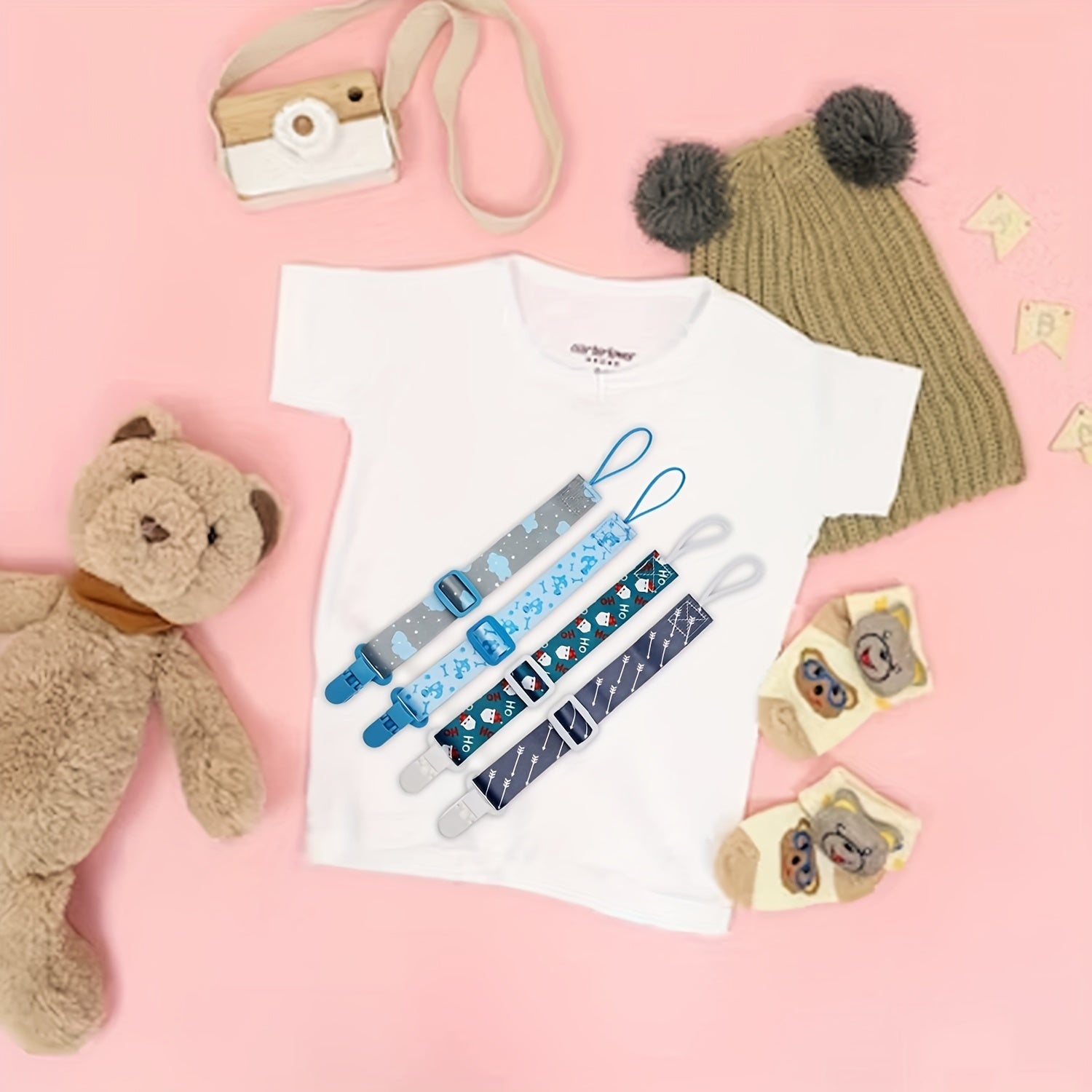 Adjustable Pacifier Clip with Belt for Babies and Toddlers, Baby Shower Gift