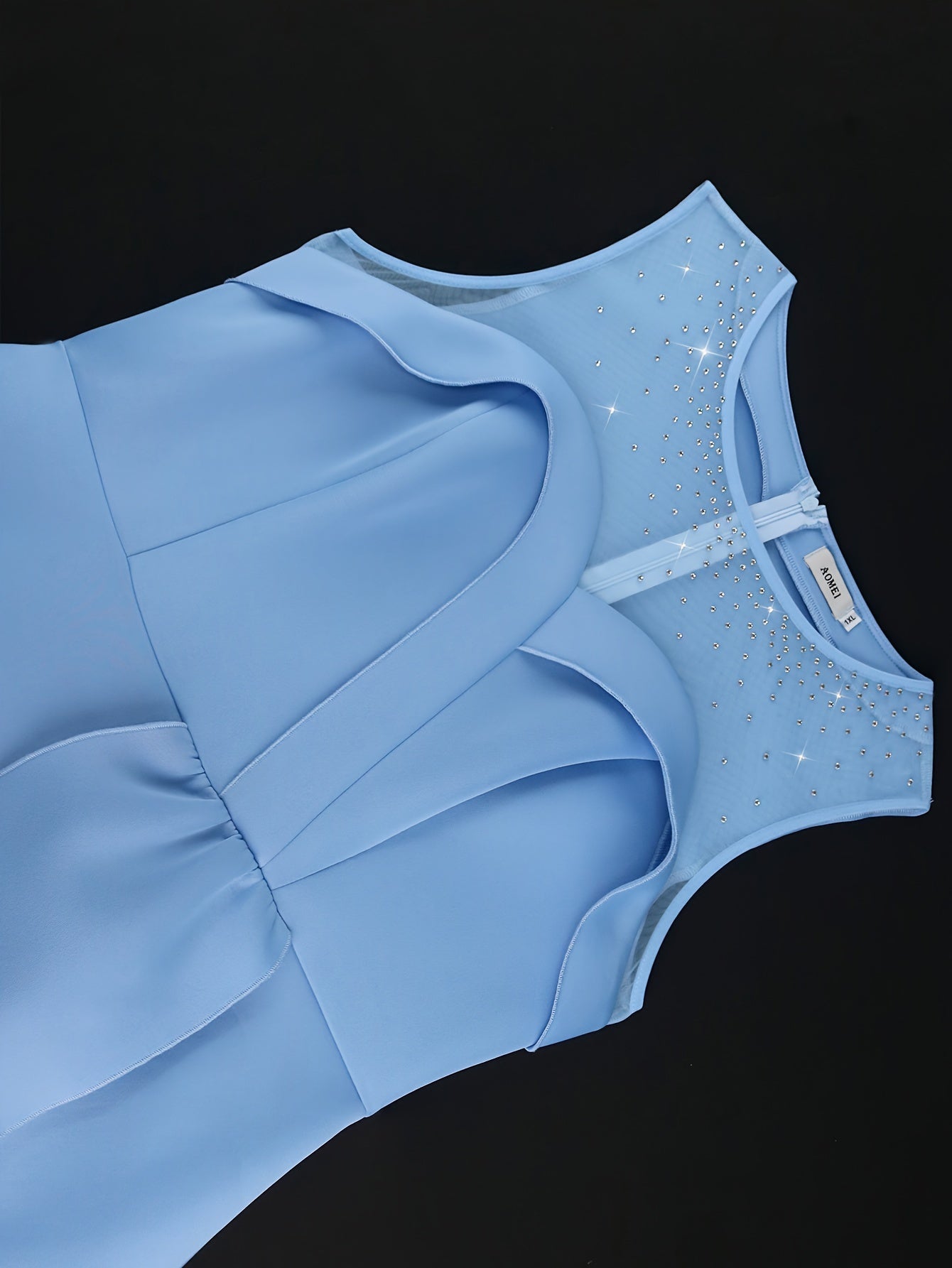 Plus Size Midi Dress Polyester Flare Sleeveless Party Wedding