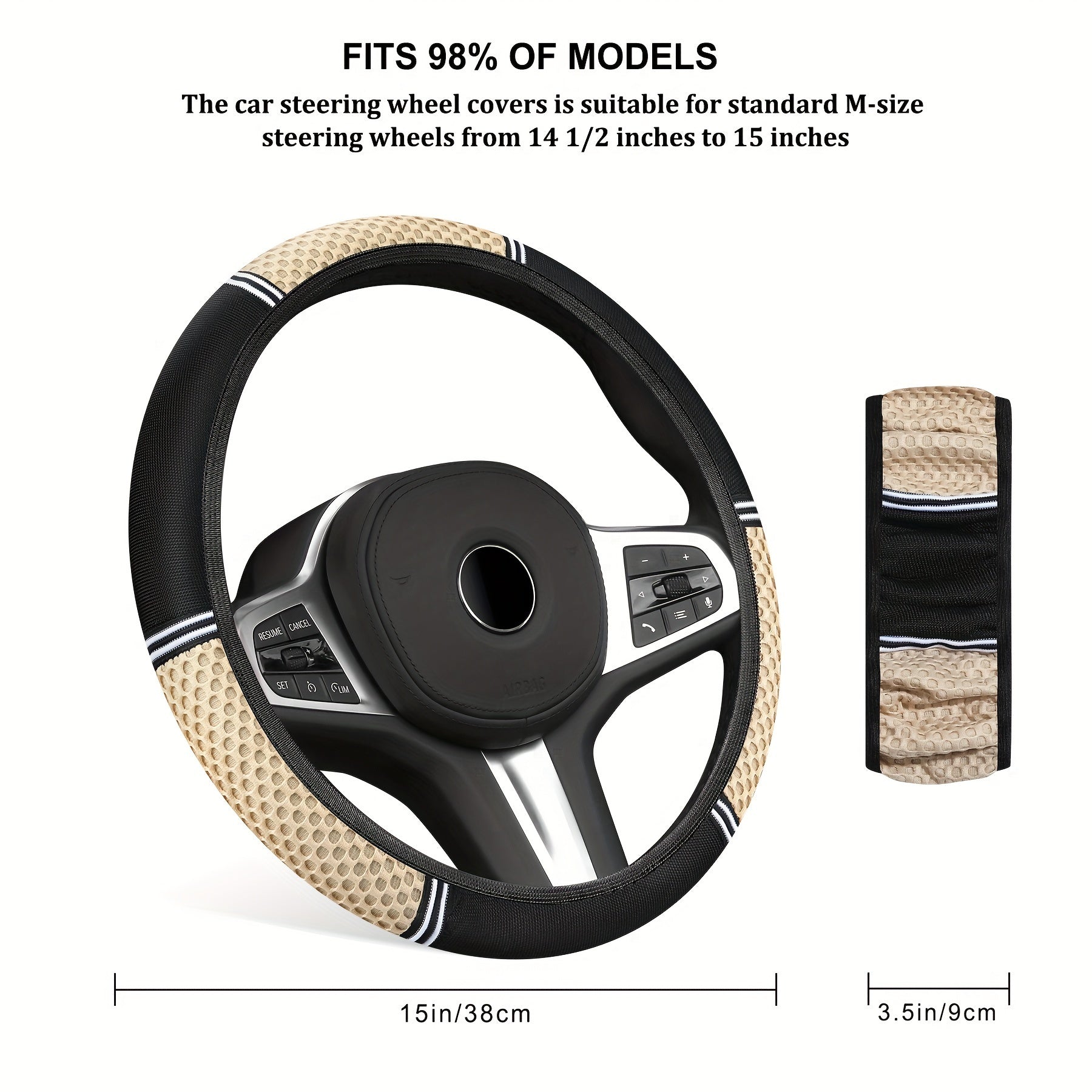 Universal Elastic Leather Steering Wheel Cover Non-Slip Sweat-Proof