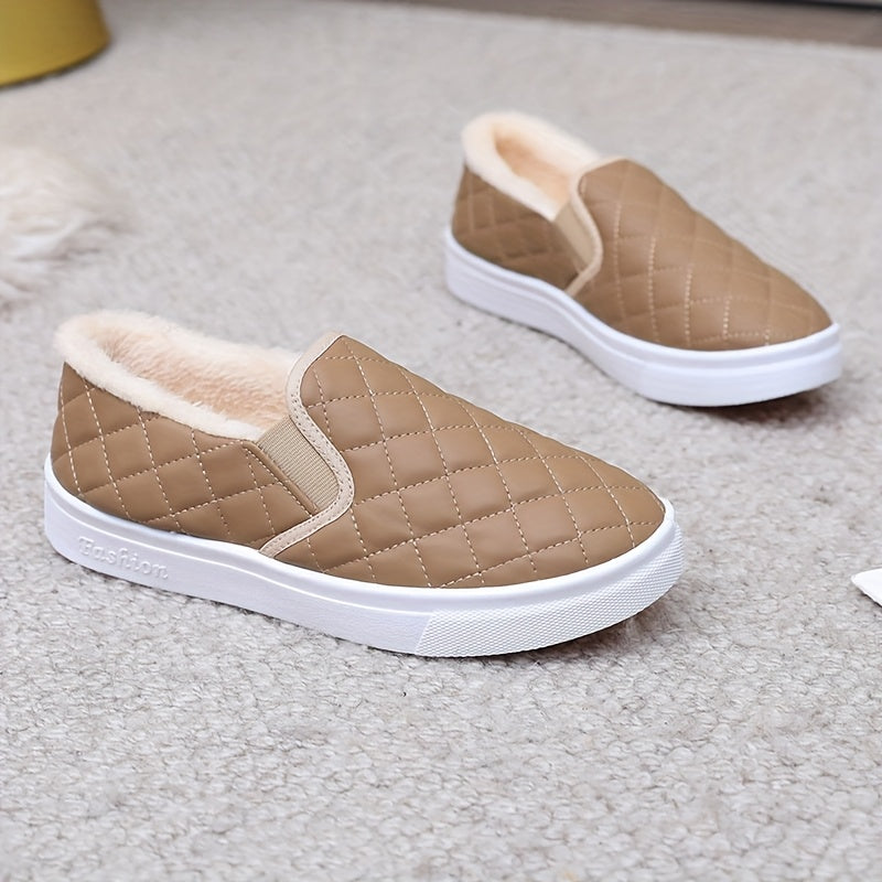 Ayollar uchun tekislangan, flanel bilan qoplangan, yurish uchun yopiladigan oyoq kiyimlari, yopishqoqsiz PVC taglik bilan