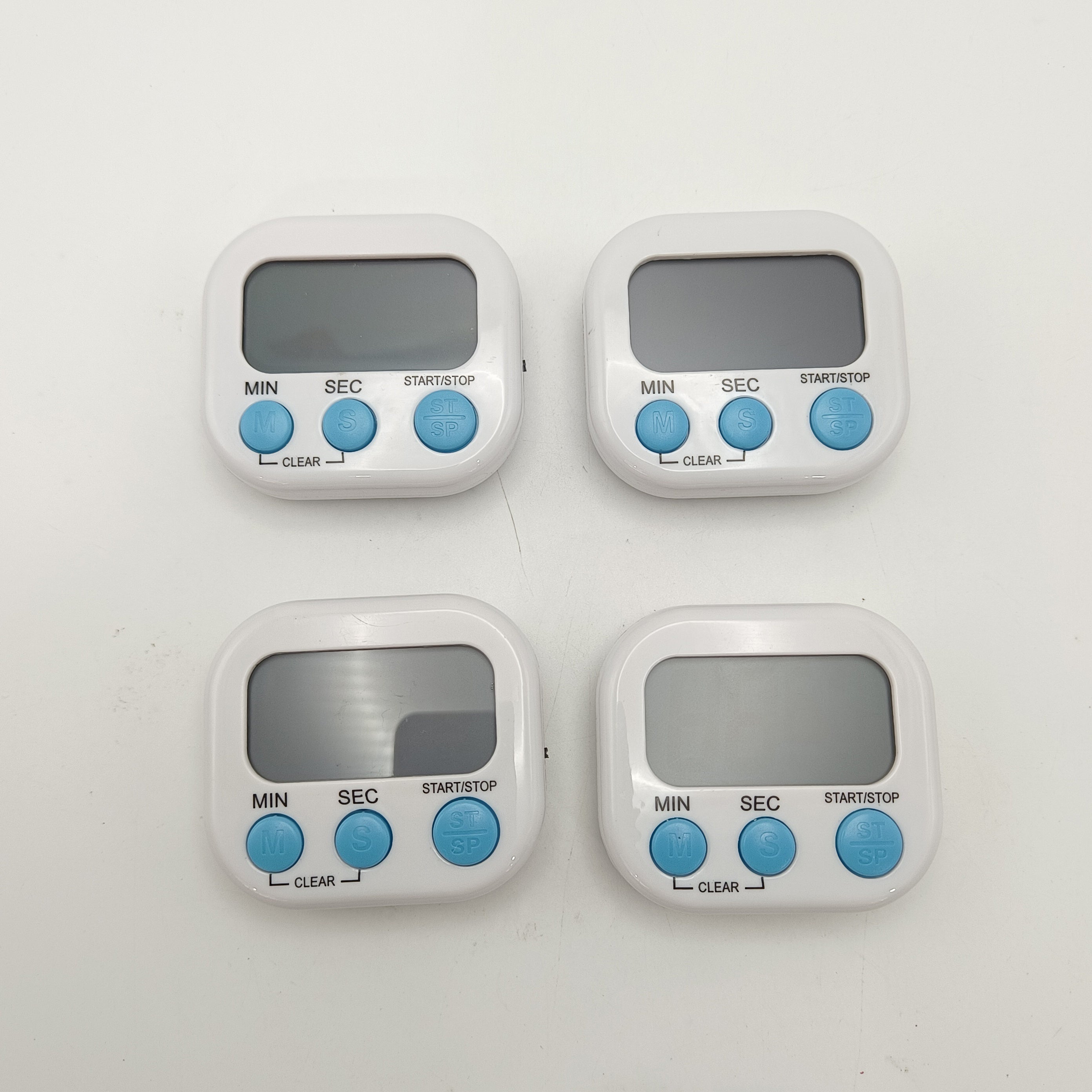 Set of 4 Digital Kitchen Timers Magnetic Backing Count Up Down for Cooking Baking Sports Office