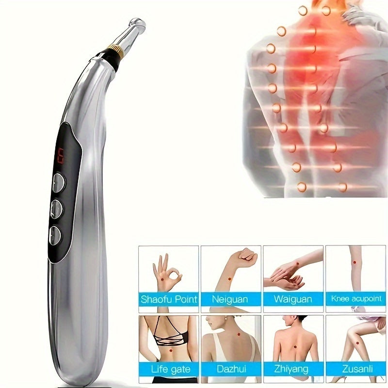 Bolígrafo de masaje eléctrico con 9 configuraciones, pantalla digital, recargable para espalda, cintura y piernas