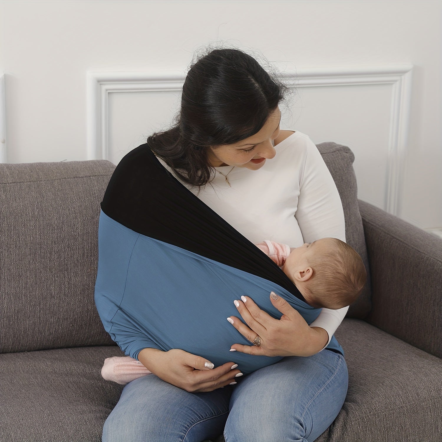 Steel Blue Baby Carrier Sling for Newborns and Toddlers Comfortable Hands-Free Design