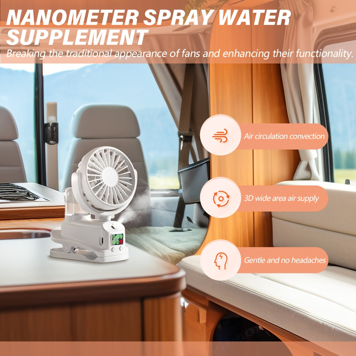 2-in-1 USB Fan and Humidifier Portable Desktop Fan with 4 Speeds and 2 Humidity Levels