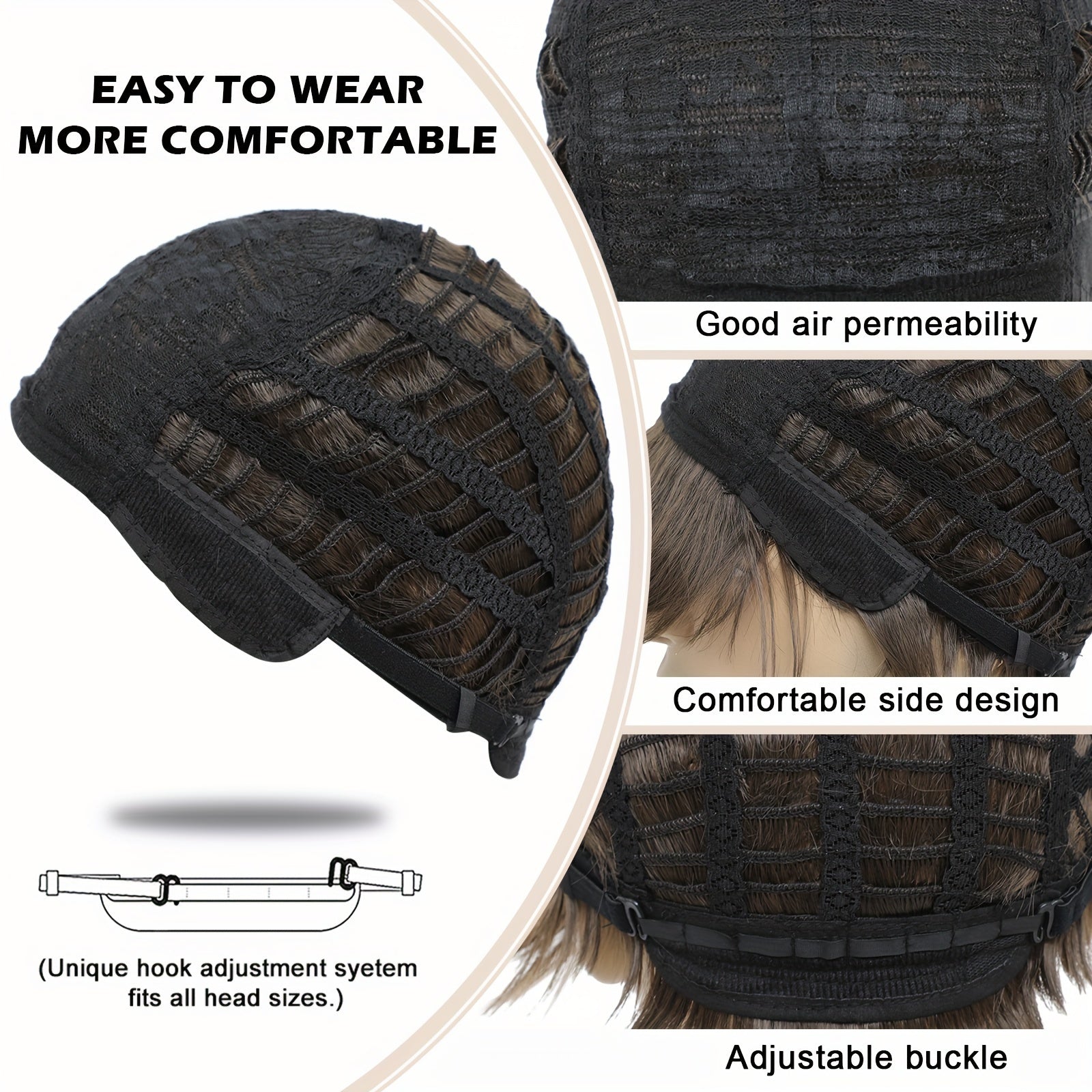 Men's Casual Short Wig Brown Side-Parted Cosplay Halloween Party Prop