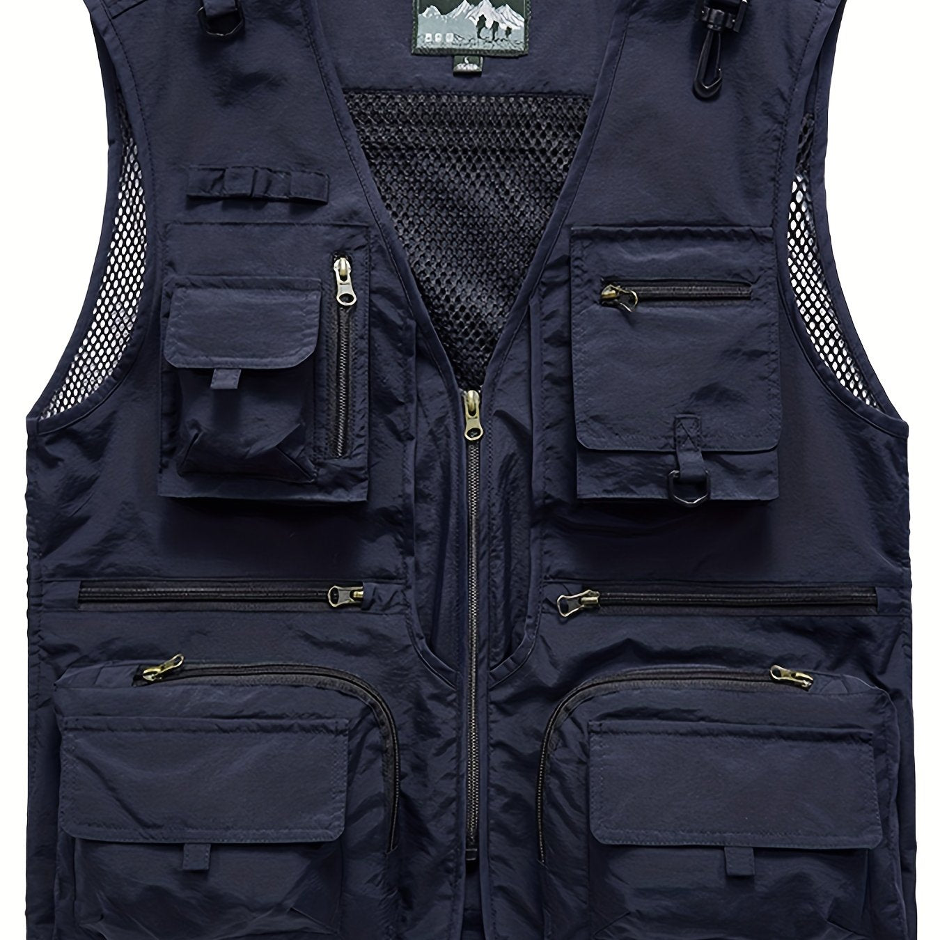 Men's Nylon Cargo Vest with Zipper Pockets for Spring Summer Outdoor Activities