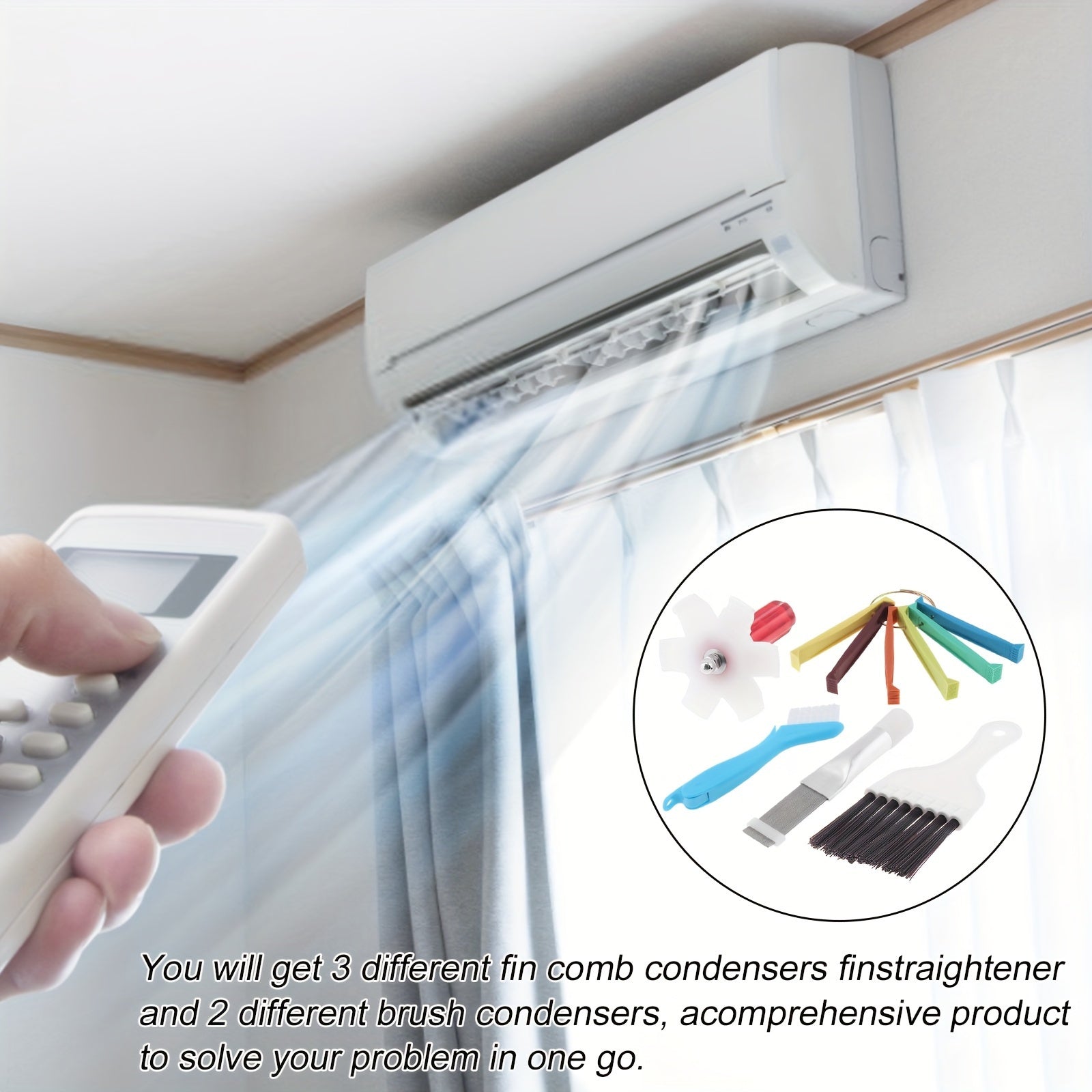 Multi-Functional Air Conditioner and Refrigerator Fin Cleaning Kit 5 Pieces Stainless Steel Plastic